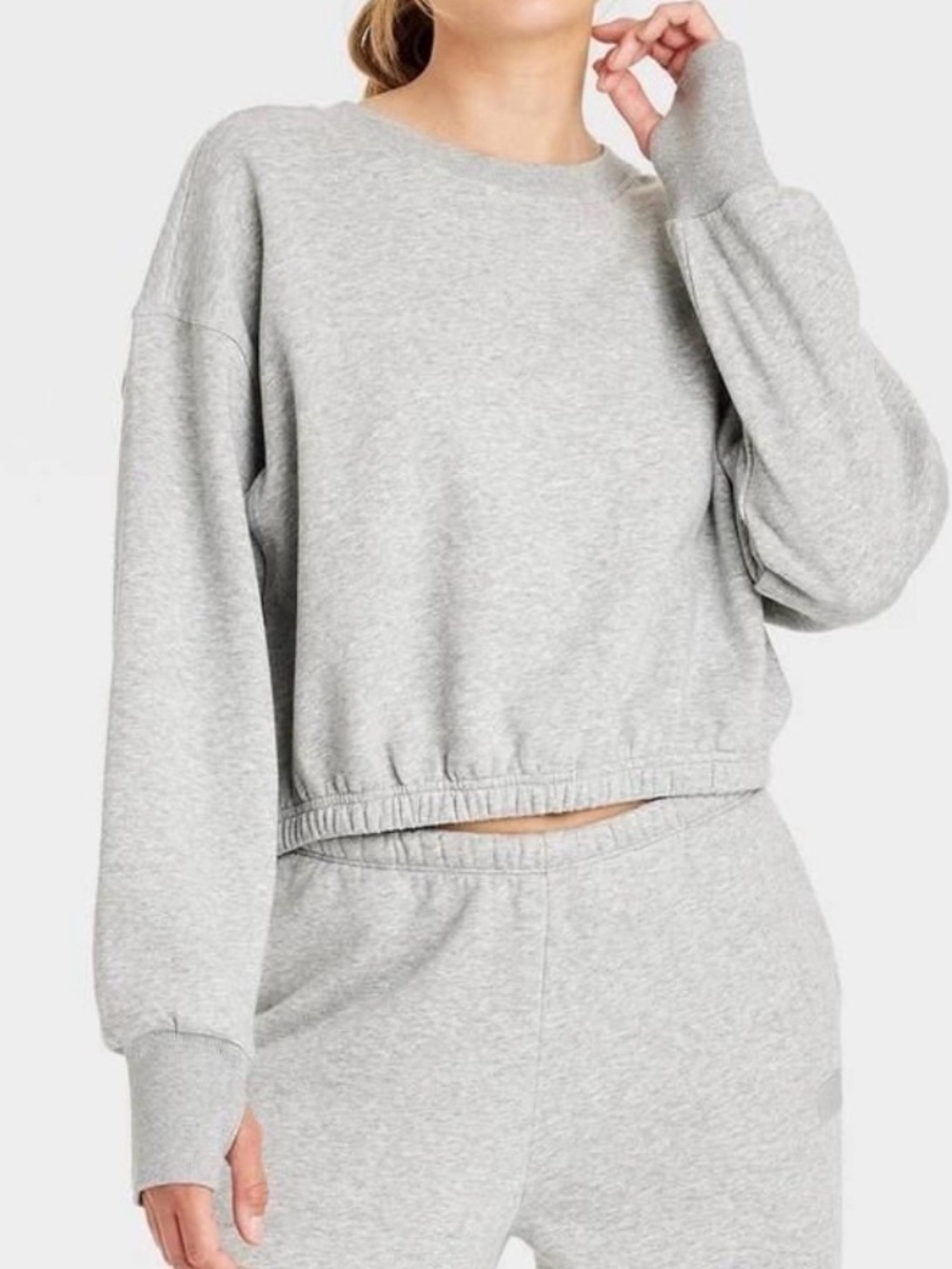 Joy lab fleece cropped crewneck pullover sweatshirt